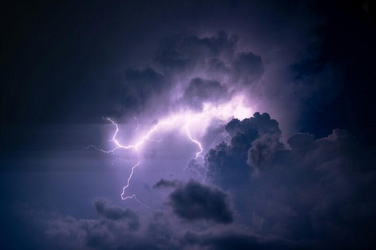 Lightning in dark stormy sky